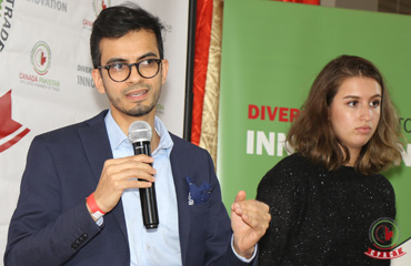 Sameer Zuberi, Diversity and Engagement Officer at McGill University's Faculty of Medicine, Lina Bensaidane, the first recipient of the Centre Islamique de Quebec Memorial Award — at Dera Restaurant.