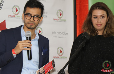 Sameer Zuberi, Diversity and Engagement Officer at McGill University's Faculty of Medicine, Lina Bensaidane, the first recipient of the Centre Islamique de Quebec Memorial Award — at Dera Restaurant.
